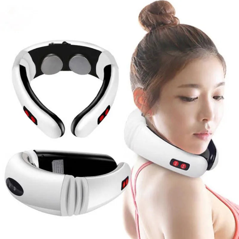 Electric Pulse Back and Neck Massager Far Infrared Heating Pain Relief Tool Health Care Relaxation
