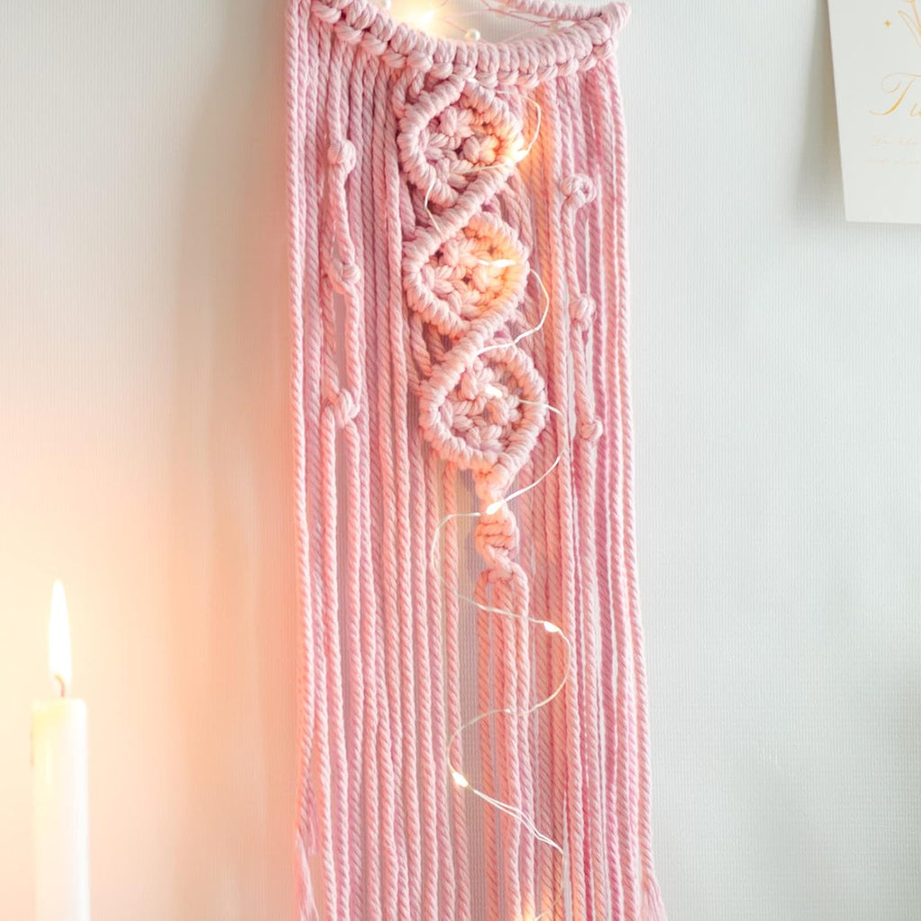 Pink Moon Dream Catcher with Light, Room and Boho Decor, Wall Decor, Gifts for Girl, Women, Bedroom Decor, Pink Décor and Gift, Birthday, Teen Girl Gifts
