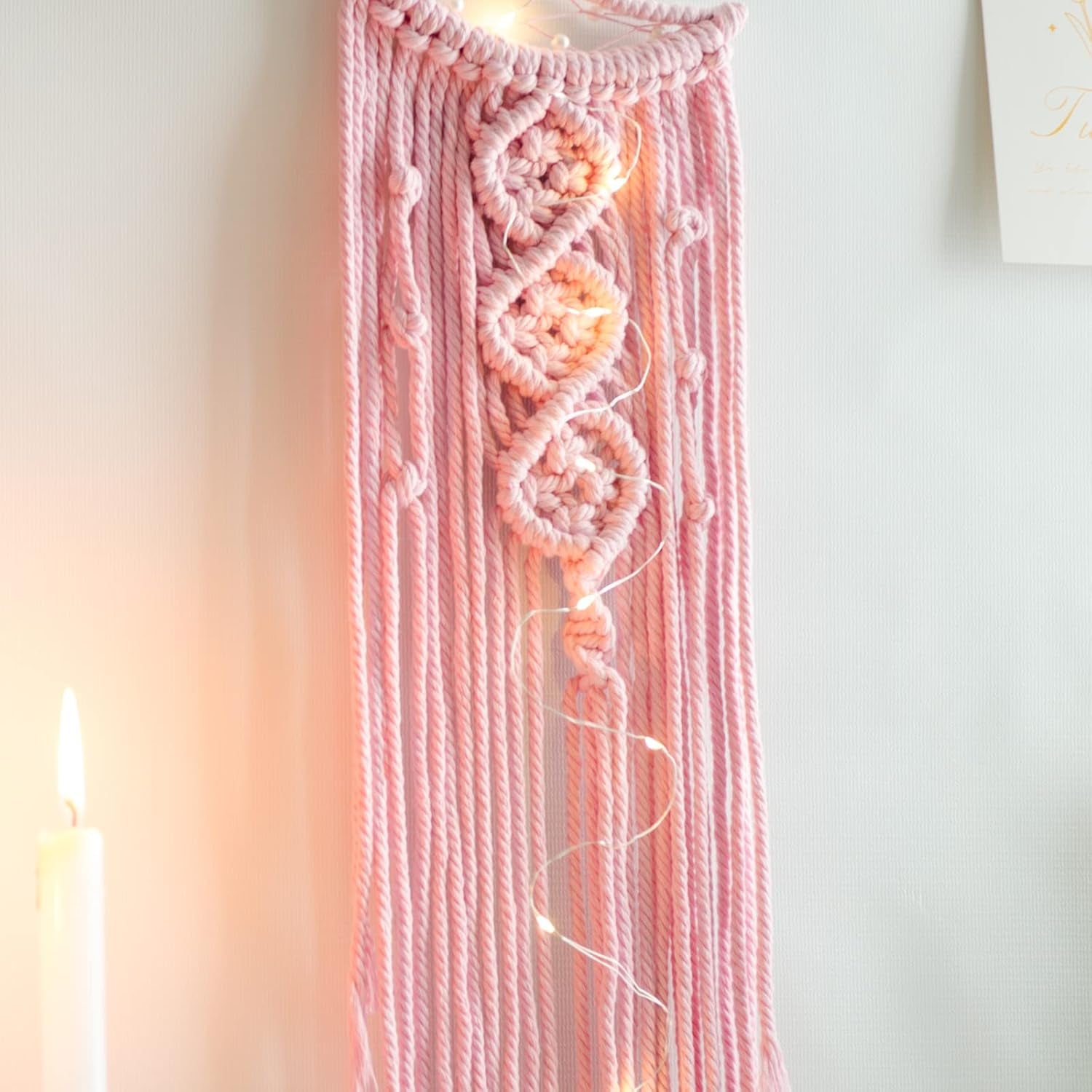 Pink Moon Dream Catcher with Light, Room and Boho Decor, Wall Decor, Gifts for Girl, Women, Bedroom Decor, Pink Décor and Gift, Birthday, Teen Girl Gifts