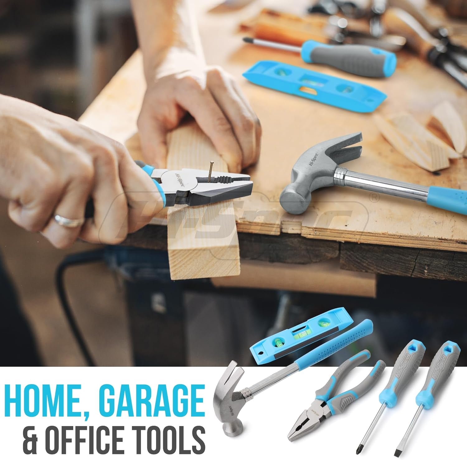 Tool Set, Blue Household Starter Set with Tool Box, Car Toolkit, Tools for Home Office Dorm Room Essentials, Easy to Carry and Store