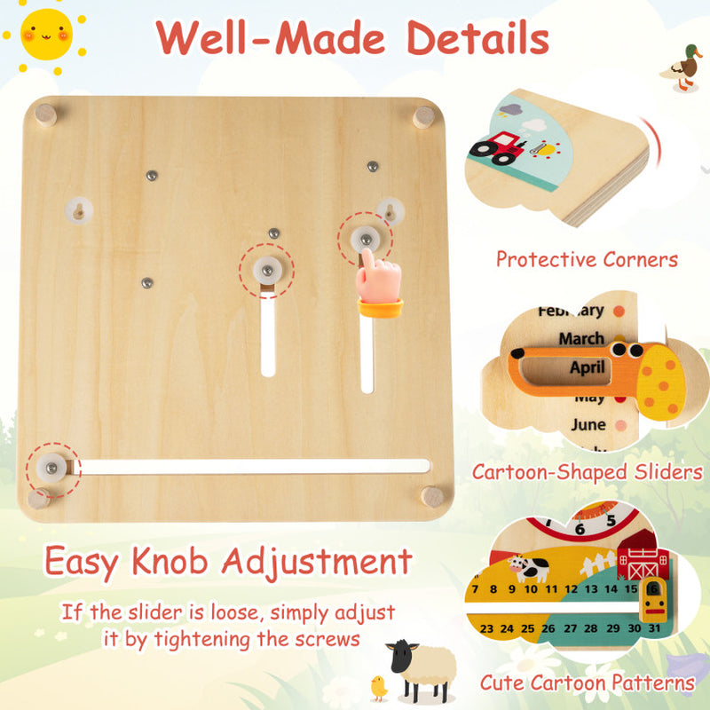 Montessori Wooden Toy for Toddlers Educational Learning Clock Toy about Season