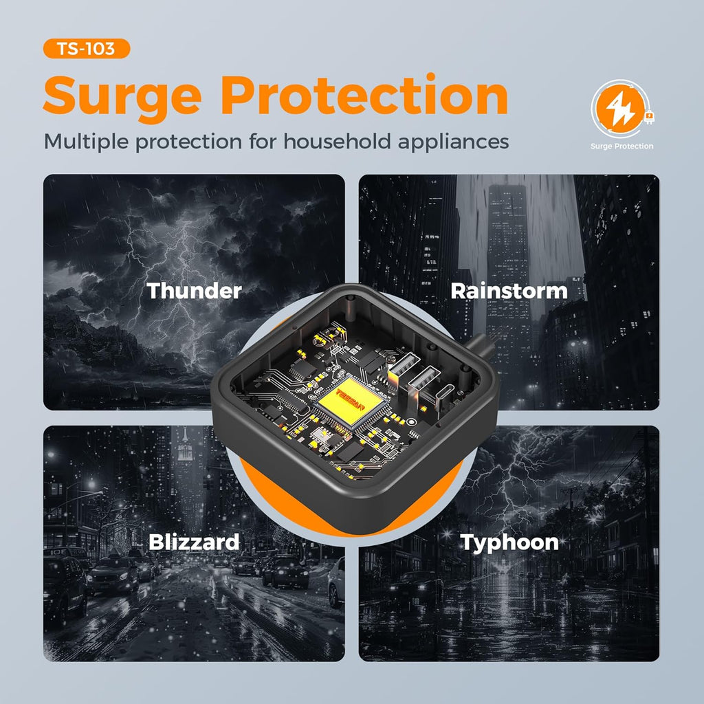 Surge Protector Power Strip,  Flat Extension Cord 5 FT with USB Ports (1 USB C) and 3 Outlets, Ultra Thin Flat Plug Wall Charger for Home, Office, School, Dorm Room Essentials, Black