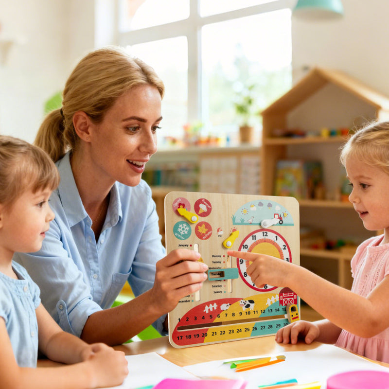 Montessori Wooden Toy for Toddlers Educational Learning Clock Toy about Season