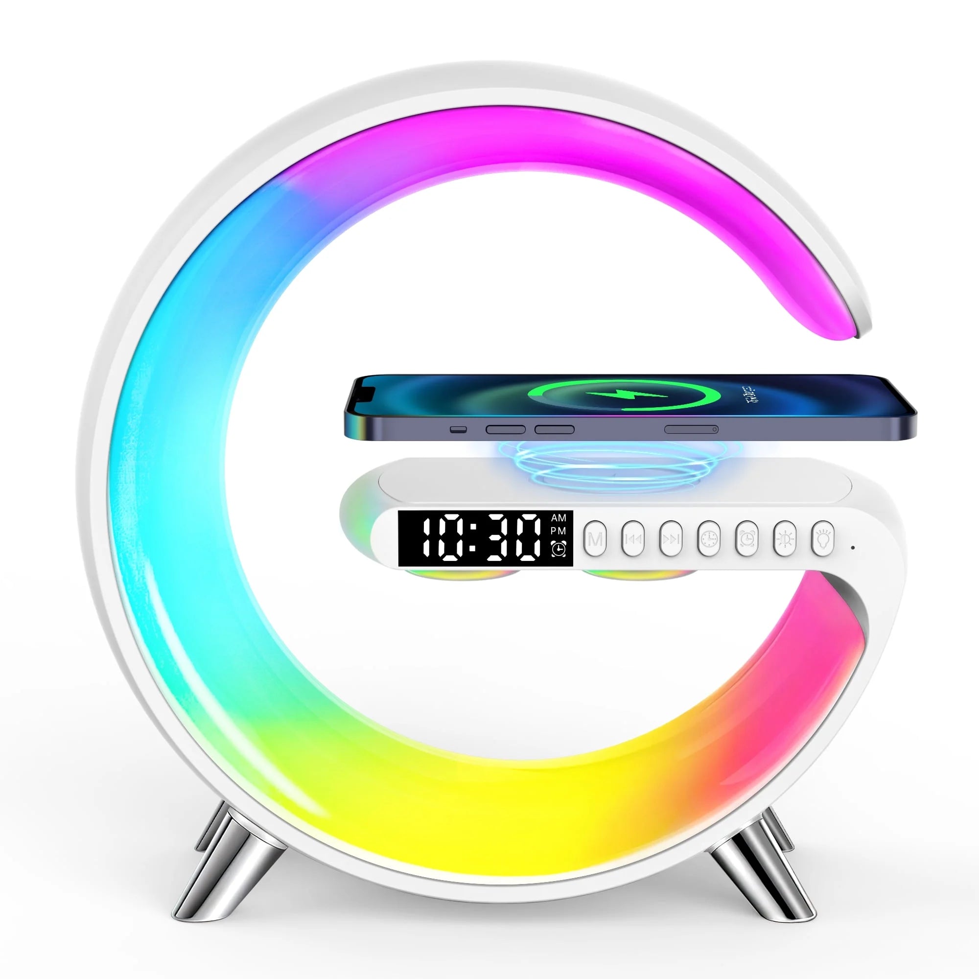 Llevó El Despertador Digital De La Lámpara De Mesa De La Pantalla, Carga Inalámbrica