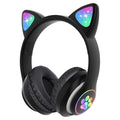 Kids Headphones, Cat Ear Wireless Headphones, LED Light up Kids Bluetooth Headphones over on Ear Black