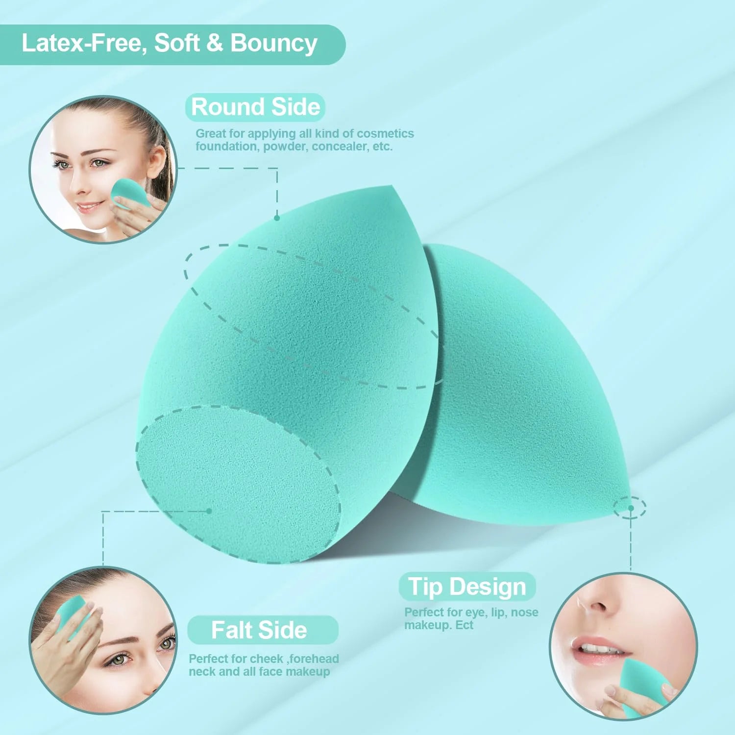 Makeup Brushes 16Pcs Professional Makeup Brush with Makeup Sponge Set Premium Synthetic Foundation Kabuki Eyebrow Concealers Blending Eye Shadow Brushes Make up Tool Kit (Blue)