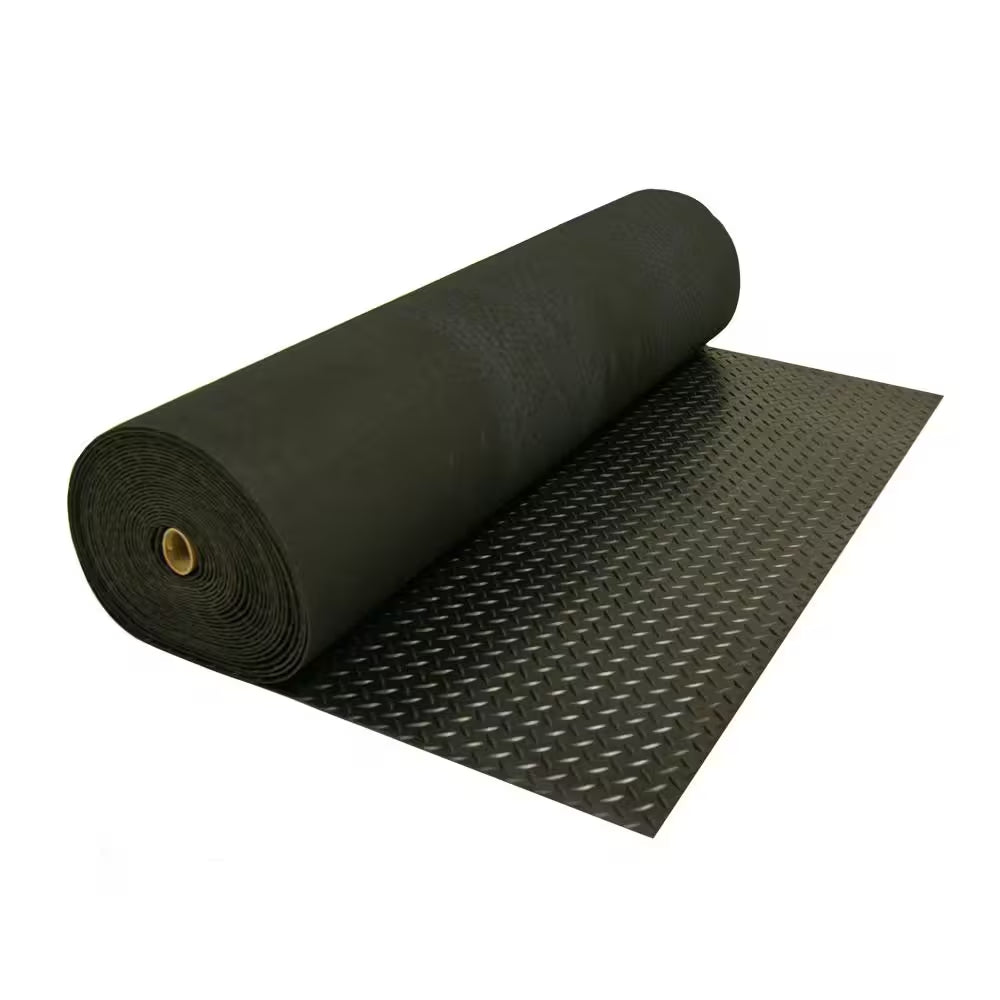 Diamond Plate 4 Ft. X 10 Ft. Black Rubber Flooring (40 Sq. Ft.)