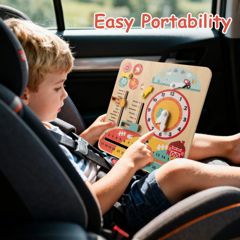 Montessori Wooden Toy for Toddlers Educational Learning Clock Toy about Season