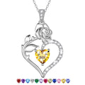 925 Sterling Silver Birthstone Necklace Rose Flower Heart Pendant Jewelry Christmas Valentines Mother'S Day Gifts for Women Mom Wife/Lover