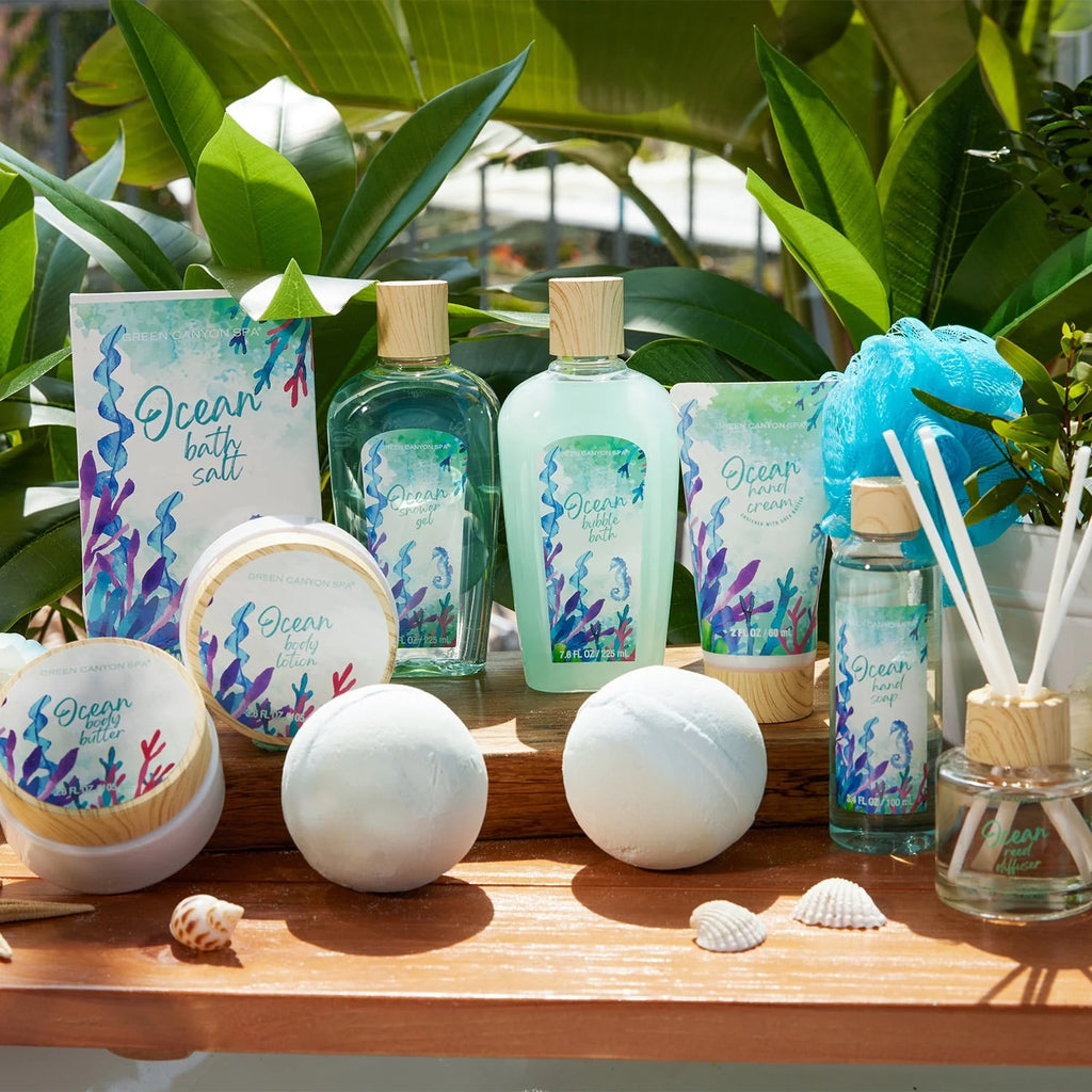 Bath Gift Baskets for Women - 12 Pcs Ocean Spa Gift Sets, Luxury Valentines Day Gifts for Her