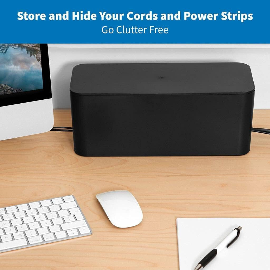 Cable Management Box [Cable Organizer Box Home Tool, Power Strip Cover, Baby Proof & Pets Electric Concealer] Wire Cord Cable Box Outlet Surge Protector - Lounge, Desk, TV & Computer (3 Boxes, Black)