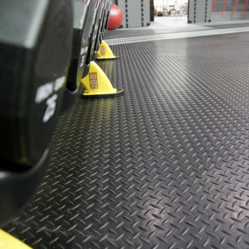 Diamond Plate 4 Ft. X 10 Ft. Black Rubber Flooring (40 Sq. Ft.)